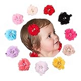 15-20 PCS Baby Girl Chiffon Flowers Lined Hair Bows Clips for Teens Girls Babies Toddlers