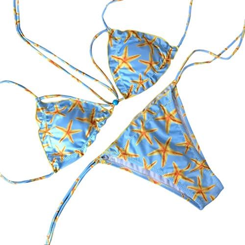 Mikong Women Sexy Bikini Printing Starfis Bandage Padded Swimwear Bathing Swimsuit (L)
