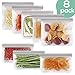 SPLF 8 Pack BPA FREE Reusable Storage Bags (5 Reusable Sandwich Bags, 3 Reusable Snack Bags), Extra Thick Leakproof Silicone And Plastic Free Ziplock Bags Food Storage Freezer Safe