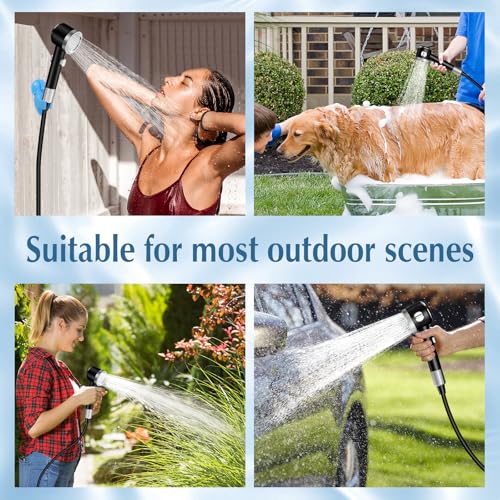 Ducha Portatil Camping, 6000mAh Ducha de Camping con Batería Recargable, Ducha Portatil Furgoneta Camper con Pantalla LED Inteligente 3 Modos de Ducha Resistente al Agua IPX7, Al Aire Libre,Automóvil