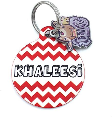 happypettag Personalized Pet Tag Chevron Series (Red) Pet ID Tag, Customized Pet ID Tags Dogs Cat ID Tags, Double Side Dye Sublimation. Includes up to 3 Lines of Customized Text on back.