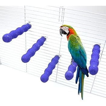 Alfie Pet - Gene Sand Covered Perch 5-Piece Set for Birds - Color: Purple, Size: Small