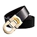 Onlybaby Reversible and Adjustable Men's Leather Belt with Double Shiny Buckle 110cm Waist 28-42 Black-Gold