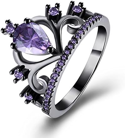 Fashion Delicately Romantic Crown Design Black Gun Plated Ring For Party (Purple, 8)