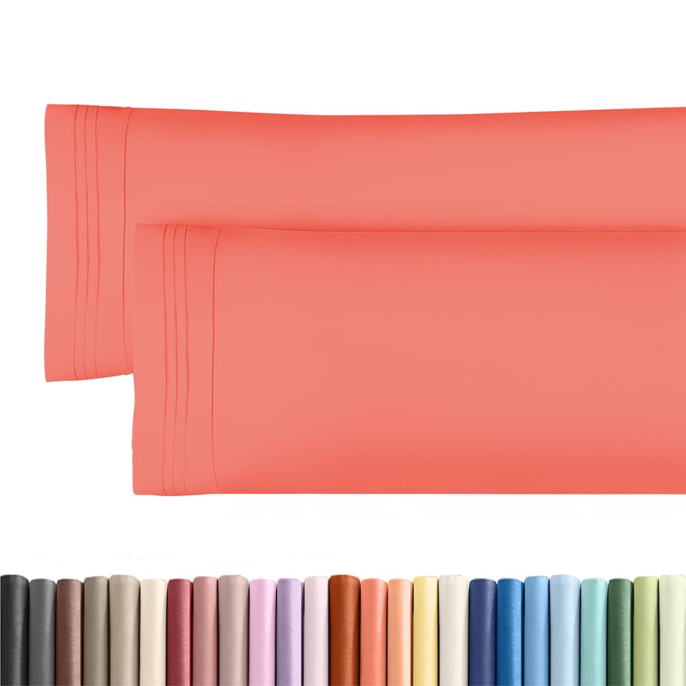Body Pillowcases Set of 2-20x54 Long Body Pillow Case - Soft Body Pillow Cover for Sleeping & Side Sleepers - Comfy, Wrinkle & Fade Free - Machine Washable w/Envelope Enclosure Coral