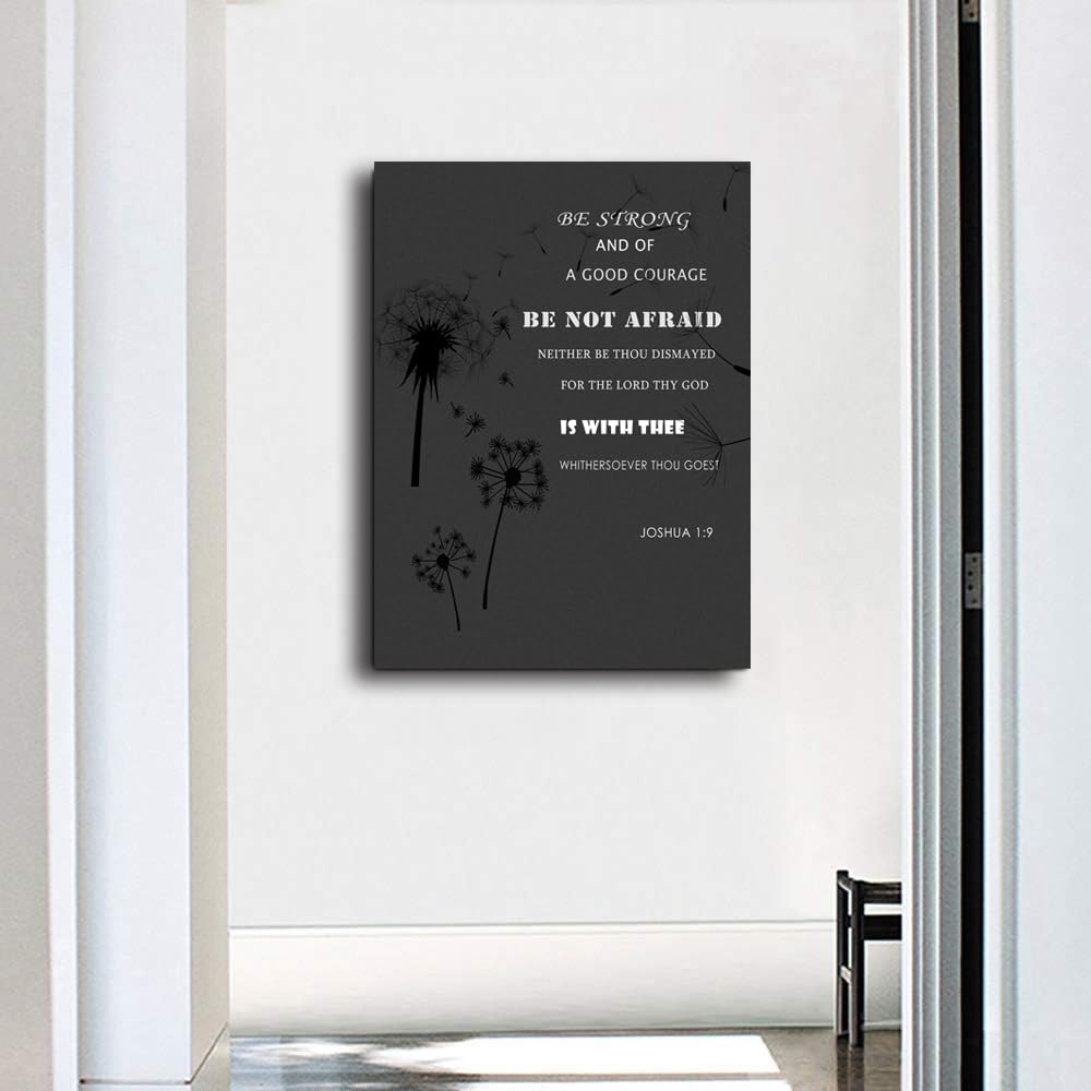 Bible Verse Canvas Print Wall Art Be Strong and Good Courage Canvas Wall Painting Framed Home Office Posters Artwork Decoration