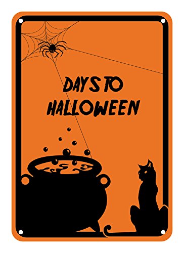 Reflective Aluminum Halloween Sign "Days To Halloween" 10" x 14" (HW-0382-RA)