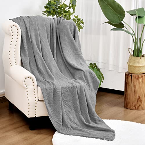 PHF 100 Cotton Muslin Blanket King Size 108" x 90", Lightweight and