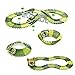 GAMZOO Race Car Tracks Toy Set for Boys 2,3,4 Years Olds Christmas Gift with 142 Pieces Flexible Race Track, 2 Dinosaurs, 1 Military Vehicles, 4 Palm Trees, 2 Slopes and 1 Hanging Drawbridge