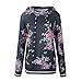 Famulily Women's Floral Printed Casual Long Sleeve Hoodie Pullover Sweatshirts (X-Large, Dark Grey-2)