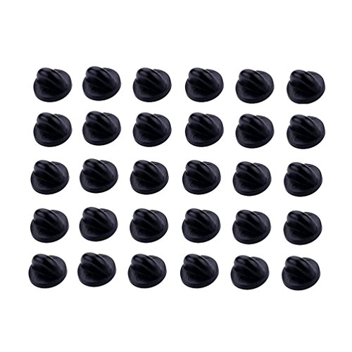 ThreeBulls 30 Pcs Comfort Fit Butterfly Clutch Rubber Pin Backs Replacement (black)