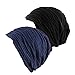 Senker Fashion Women Beanies Hat 2 Pack, Chemo Headwear Cancer Chemo Caps Slouchy Beanie for Women Men,B-Blue & Black