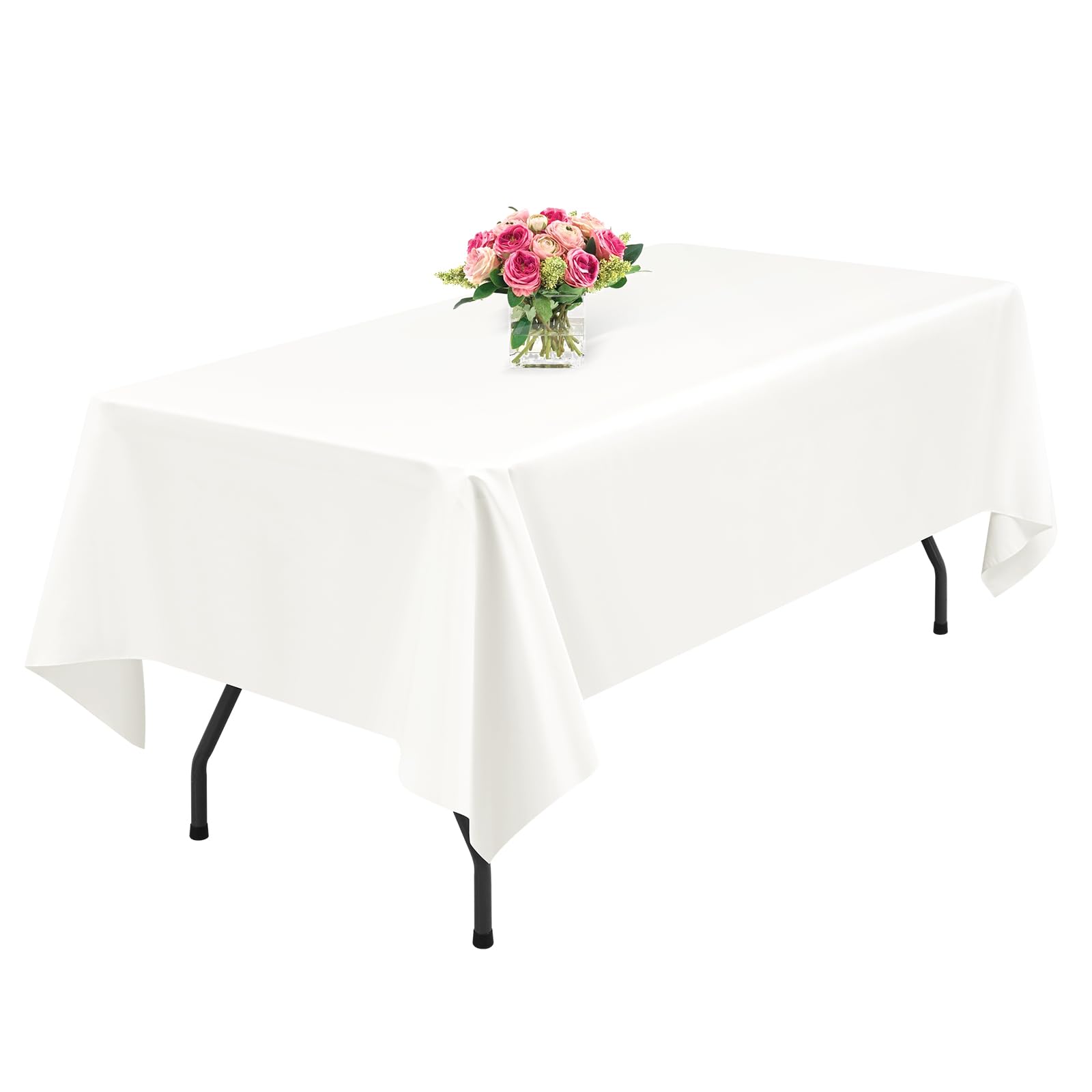 Lumaycens 1 Pack Ivory Polyester Tablecloths,60 x 102 Inch for 6ft Rectangle Table Cloth Washable and Reusable Stain and Wrinkle Resistant for Wedding Party Banquet Camping Restaurant Decoration