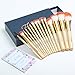 TheFellie Makeup Brushes, Professional Bamboo Handle Powder Flat Foundation Blush Concealer Eyebrow Eyeshadow Eyeliner Eyelash Lip Brush Set, 15 Pcs