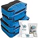 Bago Packing Cubes for Suitcases - 7Pcs Luggage & Suitcase Organiser Bags Set - Compression Packing Cubes for Travel Accessories Essentials - 4 Cubes plus 3 Sealed ZipBags (Blue), Blue, 4pcs Set,