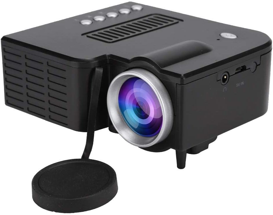Lazmin Portable Projector, Mini HD 1080P Eddy Air Duct Home Projector + UC28c Fan + Aluminum Radiator(Black)