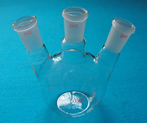 Deschem 500ml,3-Neck,24/40,Flat Bottom Glass Flask,Three Necks,Laboratory Boiling Bottle