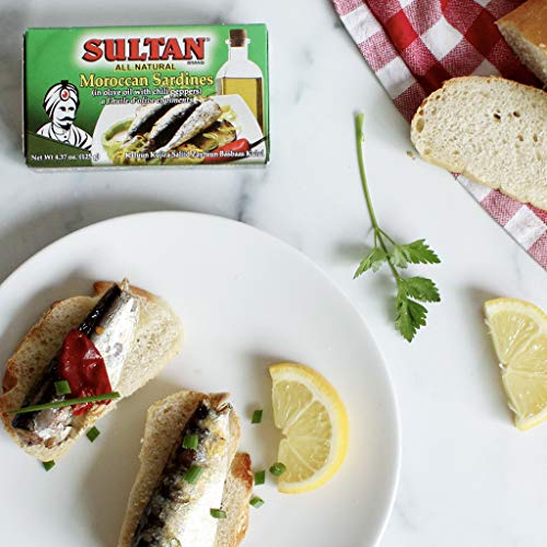 Sultan Moroccan Season Sardines in Olive Oil, 100 AllNatural, High