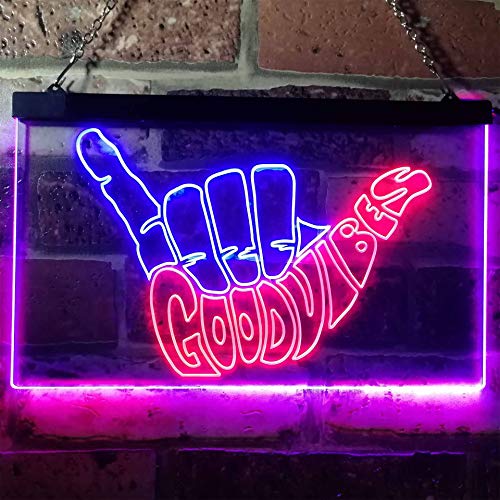 ADVPRO Good Vibes Only Hand Party Decoration Dual Color LED Neon Sign Red & Blue 16" x 12" st6s43-i1076-rb