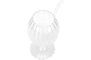 GLEAVI Creative 300ml Glass Juice Cup with Bent Spout, Wine Glass Container for Party Beverage, Glassware
