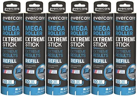 Evercare Large Surface Pet Roller Refills – 6 Pack, 50 Sheets Each, Easy Pet Hair Cleanup