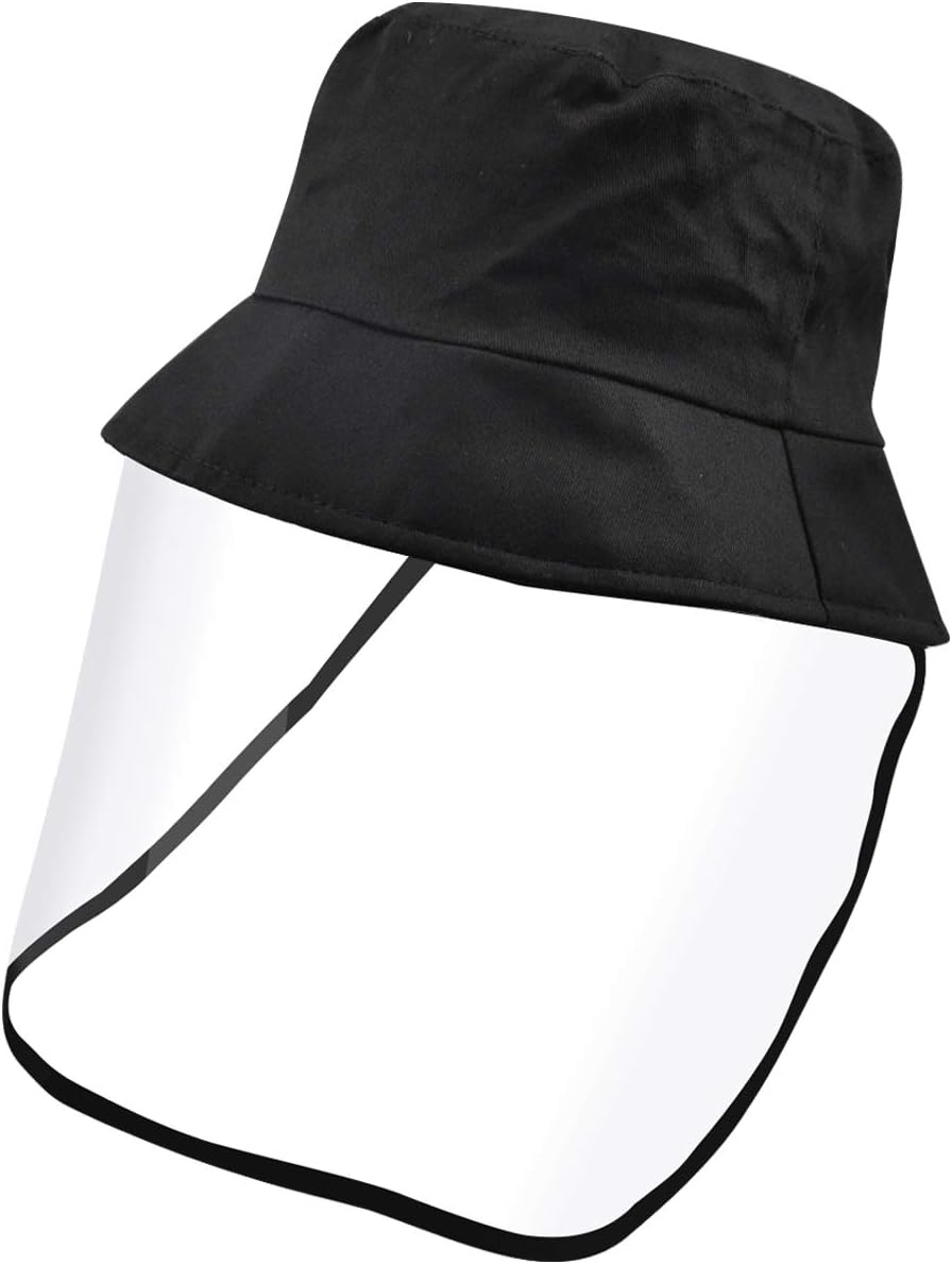 Protective Hat with Plastic Face Cover Detachable Fisherman Bucket Hat