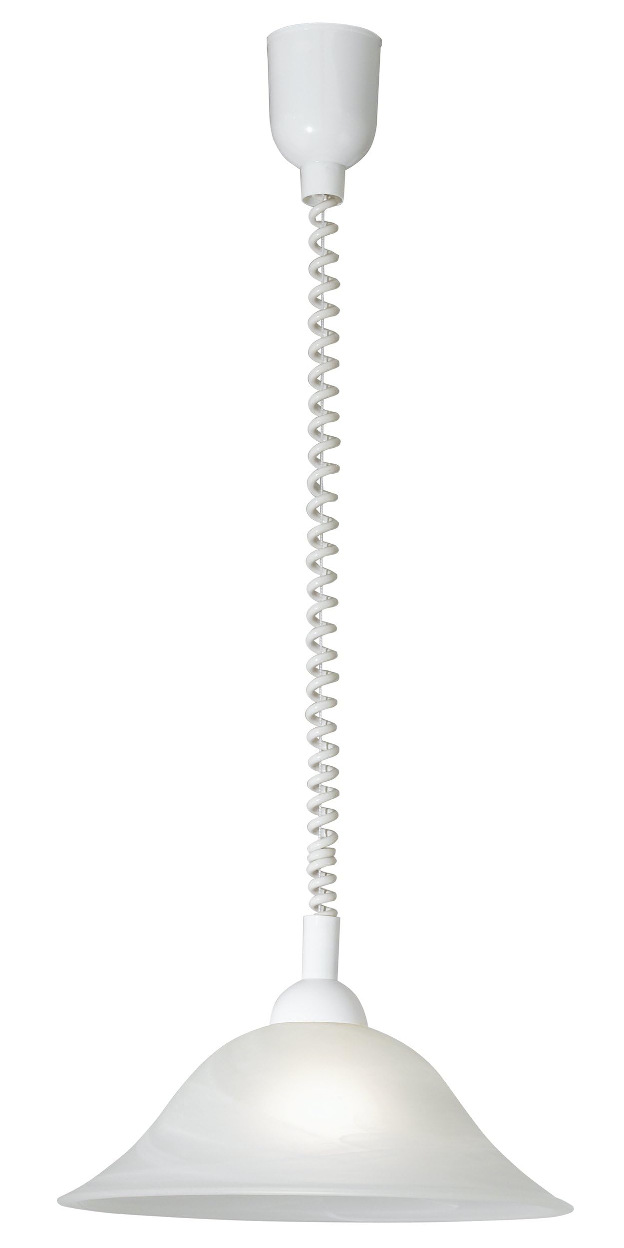 Eglo Pendant Light Albany, Hanging Lamp with Spiral Cable, Height Adjustable, Living Room Hanging Lamp Made of Alabaster Glass and Plastic, White, Dining Table Lamp E27