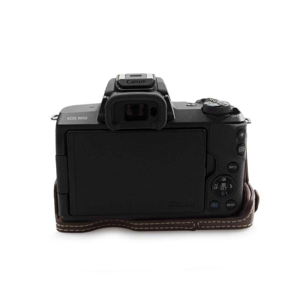 kinokoo Bottom Camera Case Compatible with Canon EOS M50 /EOS M50 II, Available for WIFI Button,Protective Half Case Grip (coffee)