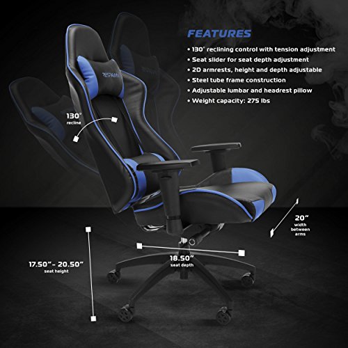 RESPAWN 105 Racing Style Gaming Chair, in Blue (RSP105BLU) Pricepulse