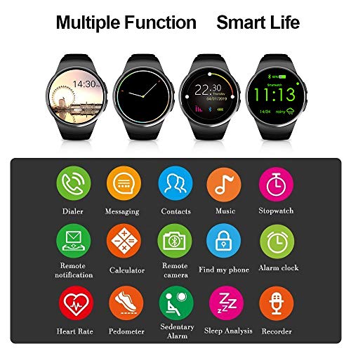 Evershop Smart Watch Phone with TF SIM Card Slot for Men Women, 1.5 inches IPS Round Touch Screen Fitness Tracker Watch with Heart Rate Monitor,Sleep Monitor, Pedometer for Android iOS