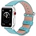 15 Colors for Apple Watch Bands 38mm, Fullmosa Yan Calf Leather Replacement Band/Strap with Stainless Steel Clasp for iWatch Series 0 1 2 3 Sport and Edition Versions 2015 2016 2017, 42mm Sky Blue