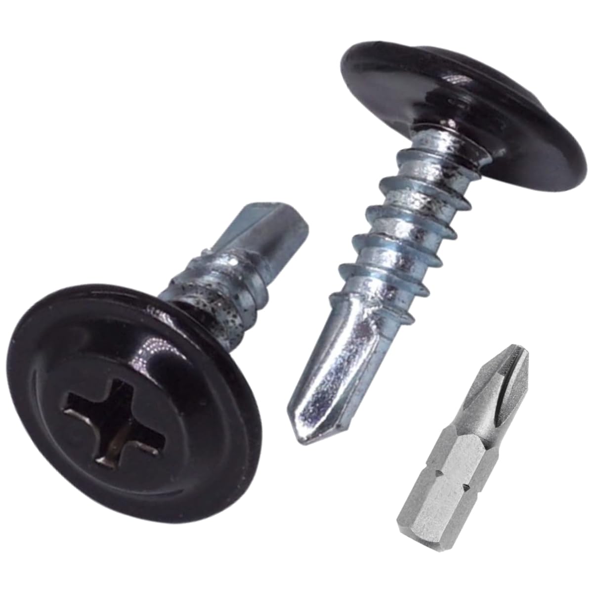 SKIR'CO (Pack of 400 pcs) Painted 4.2 x 16 mm Self Drilling Screws, Phillips Modified Truss Head, Sheet Metal Screw, Wafer Head (400, Jet Black RAL 9005)