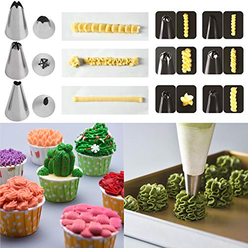 36 Pieces Cake Piping Set with 24 Pastry Tips Piping Nozzles, 6 Standard Couplers, 6 Reusable
