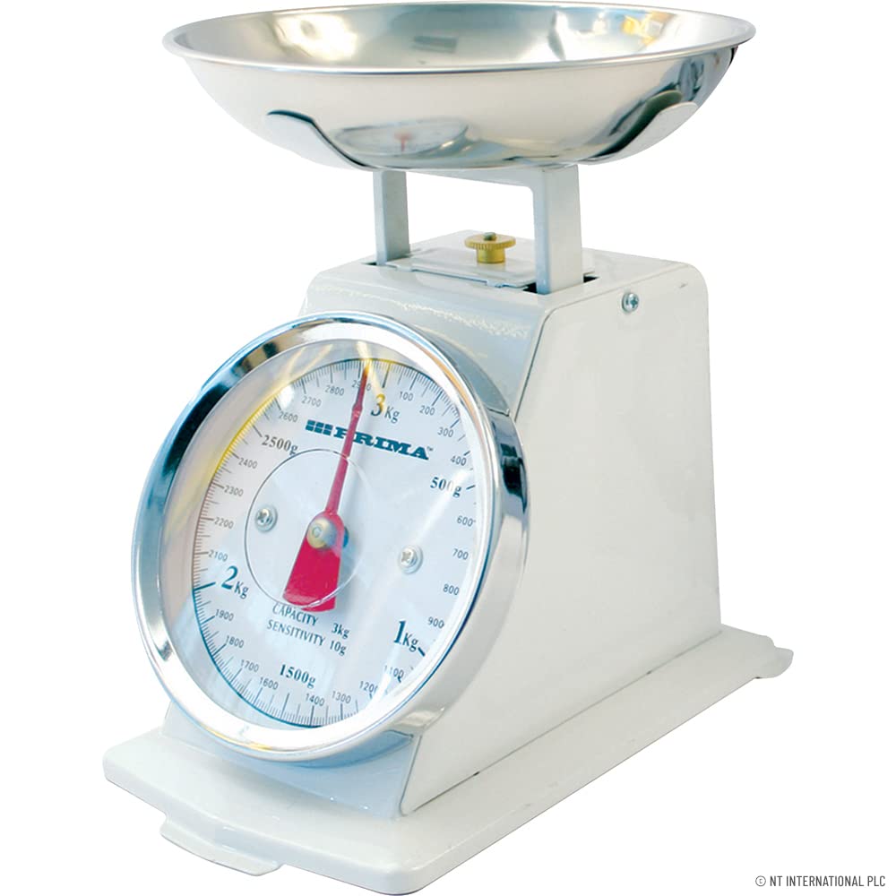 New 3KG Traditional Weighing Kitchen Scale Bowl Retro Scales Mechanical Vintage (Cream)