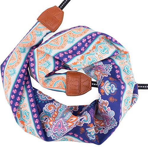 Wolven Soft Scarf Camera Neck Shoulder Strap Belt Compatible with All DSLR/SLR/Digital Camera (DC)/Instant Camera/Nikon/Canon/Sony/Olympus/Leica/Fujifilm Etc, Purple FloralPattern