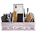 Rustic Wooden Desk Organizer for Home or Office - Makeup Organizer and Storage for Bathroom – Vanity Organizer with 3 Drawers and 6 Compartments – Rustic White Workspace Organizer