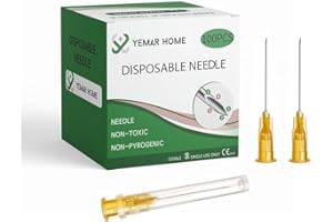 YEMAR HOME 25 Gauge Needles 1 Inch（25mm）25g 1 Inch Needle Luer Lock for Lab, Industrial Dispensing Accessories,25 Gauge Needle（100 Pack）