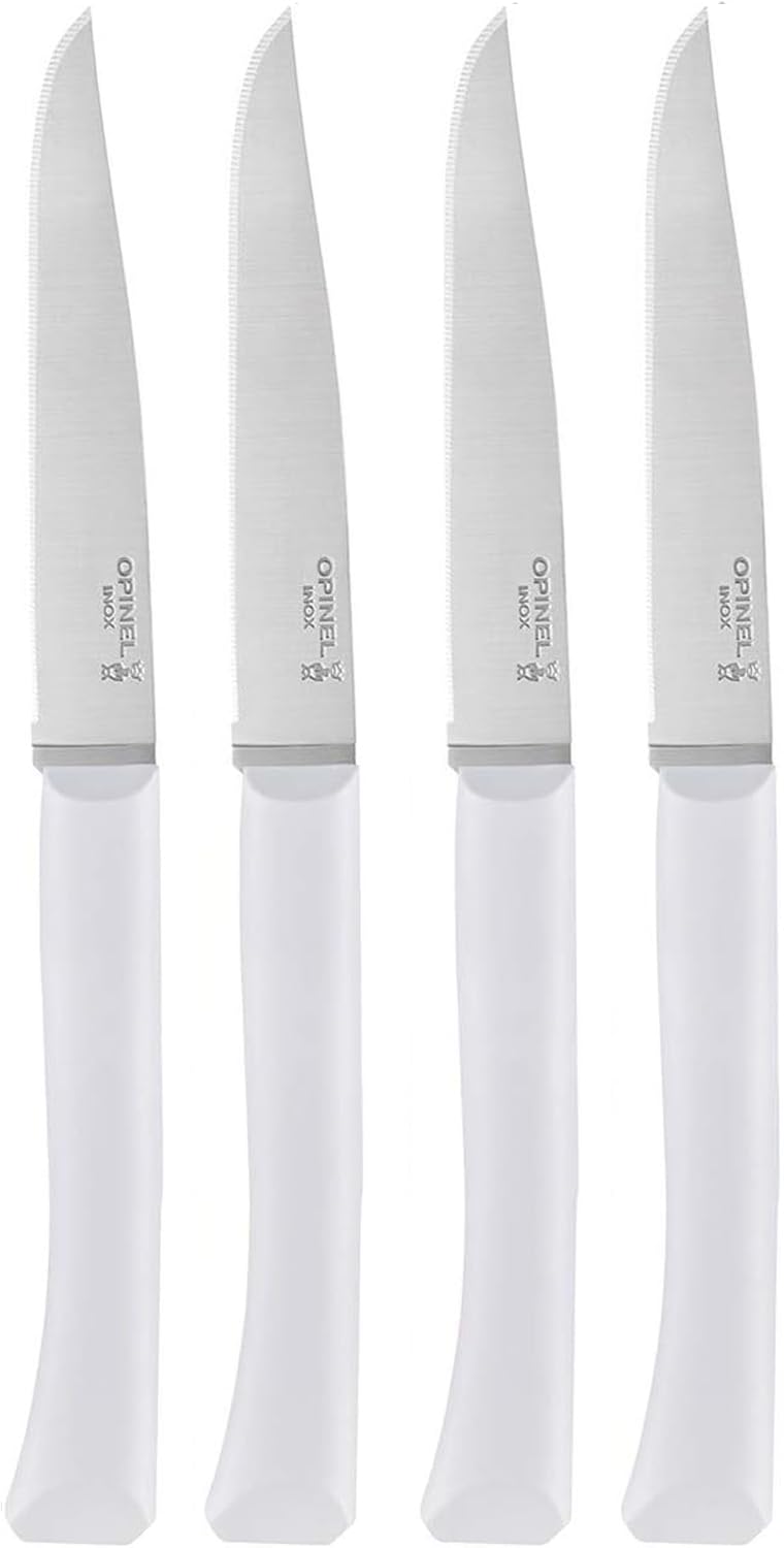 Opinel, Bon Appetit Medium Table Knife, Set of 4, Light Grey, Blue