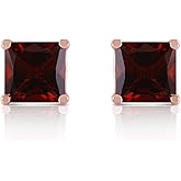 1.75 Carat 14k Solid Rose Gold Sparkle Garnet Stud Earrings