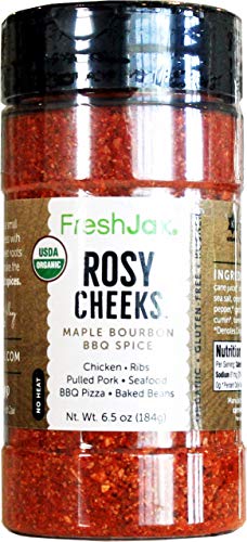 FreshJax Seasoning Spice Rosy Cheeks Organic Maple Bourbon BBQ Rub Blend, Large 6.5oz Gift Box Included Plant-Based Low…