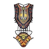Letiane Women's African Tribal Print Bikini High Cut Monokini One Piece Swimsuit Backless Swimwear (XL, Black)