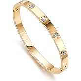 LaBling Gold Bracelets for Women | Friendship Bangle Bracelets Cubic Zirconia 18K Gold Plated Stainless Steel | Jewelry Gifts