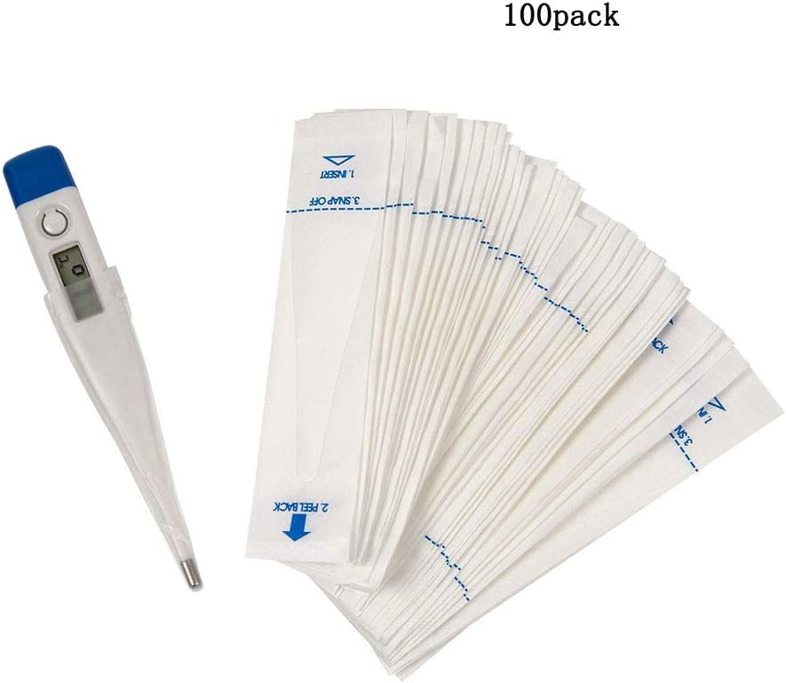 100 Pack Digital Thermometer Probe Covers Oral Digital LCD Thermometer for Baby Children and Adult Quick-Read