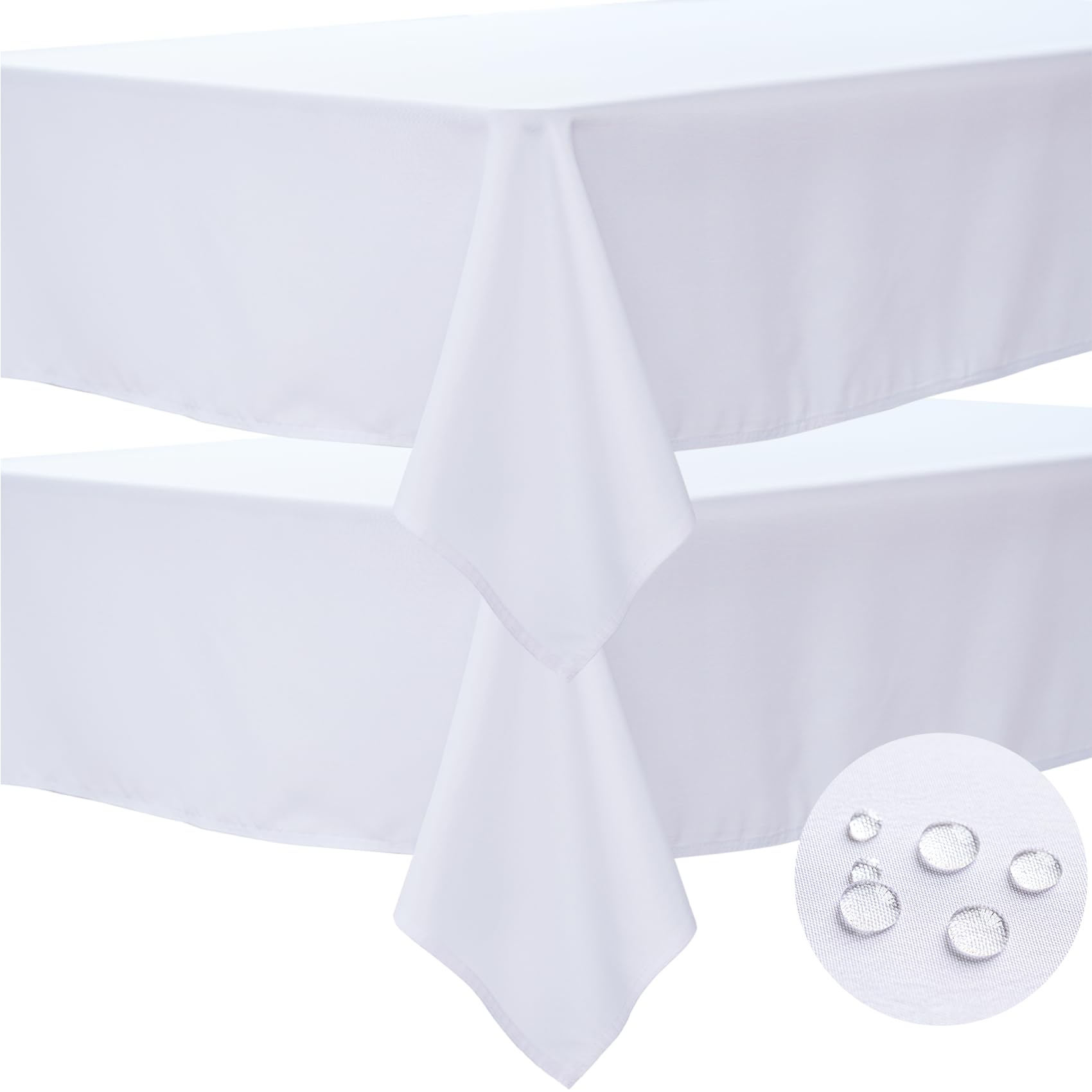 Photo 1 of BYDOLL Table Cloth White 60x84 Inch Tablecloth 2 Pack for 6 Foot Rectangle Tables Outdoor Washable Wrinkle Free and Spillproof Polyester Tablecloth for Festival Wedding Party Cover