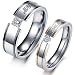 Geminis Fashion Jewelry "My Love" Inlay Heart&Square Shape Rhinestone Stainless Steel Promise Couple Ring