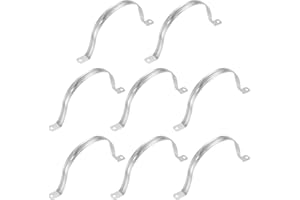 uxcell 8Pcs Rigid Pipe Strap Fit 4 5/16 Inch (110mm) Tube OD, 2 Holes Stainless Steel Tension Tube Clamp, U Bracket Tube Clip