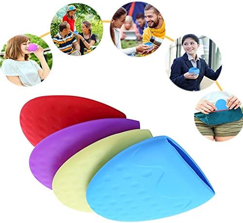 GESCHOK Portable Silicone Collapsible Water Cup, Reusable Lightweight Foldable Anti-bacterial Roll Up for Outdoors, Hiking, Camping, Biking,Sports and Traveling (4 Pack)