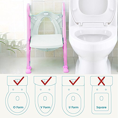image for Makone Potty Trainer Seat Adjustable Baby Potty Toilet Ladder Seat wit