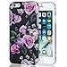 Compatible with iPhone 6s Plus Case, Floral Series Women Best Protective Cute Black Slim Shockproof Glossy Soft Silicone Rubber TPU Cover Phone Case, Black Rose Flower