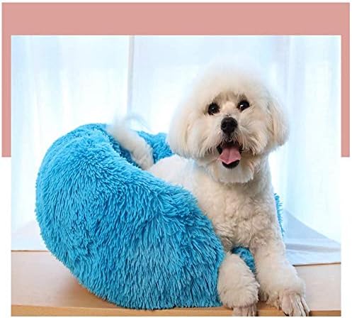 Amazon Co Jp Alaez かわいい猫ベッドペット寝場所ふわふわラウンド猫ベッド犬ベッド子犬枕カバー犬マットレス犬バスケット猫犬 70cm 青 ホーム キッチン